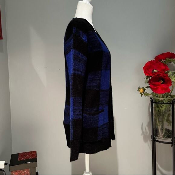 NEW Nordstrom Love by Design Plaid Fuzzy Oversized Grandpa Cardigan Sweater XS - Picture 5 of 12